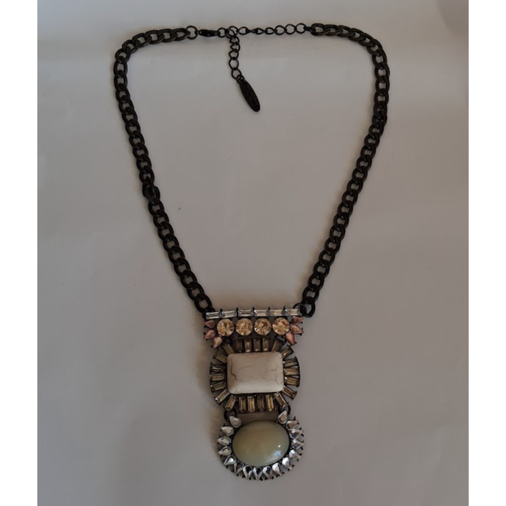 Plunder Design Statement Necklace, Antique Bronze Tone, Boho Brutalist Pendant